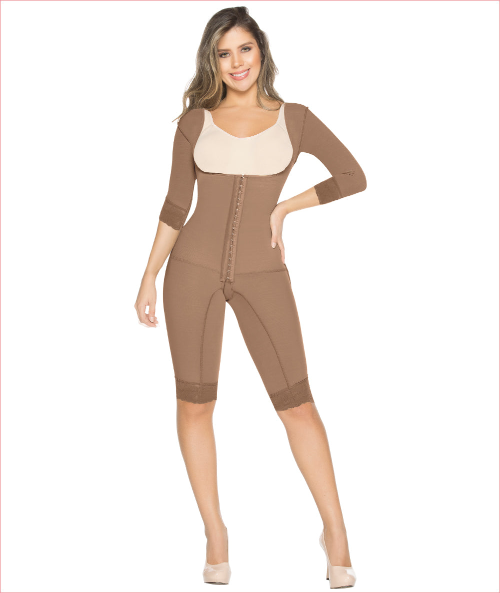 Post-Surgical Girdle with Bra, Armhole Sleeve, and Half-Leg Coverage 0 –  Salud y Figura Facil