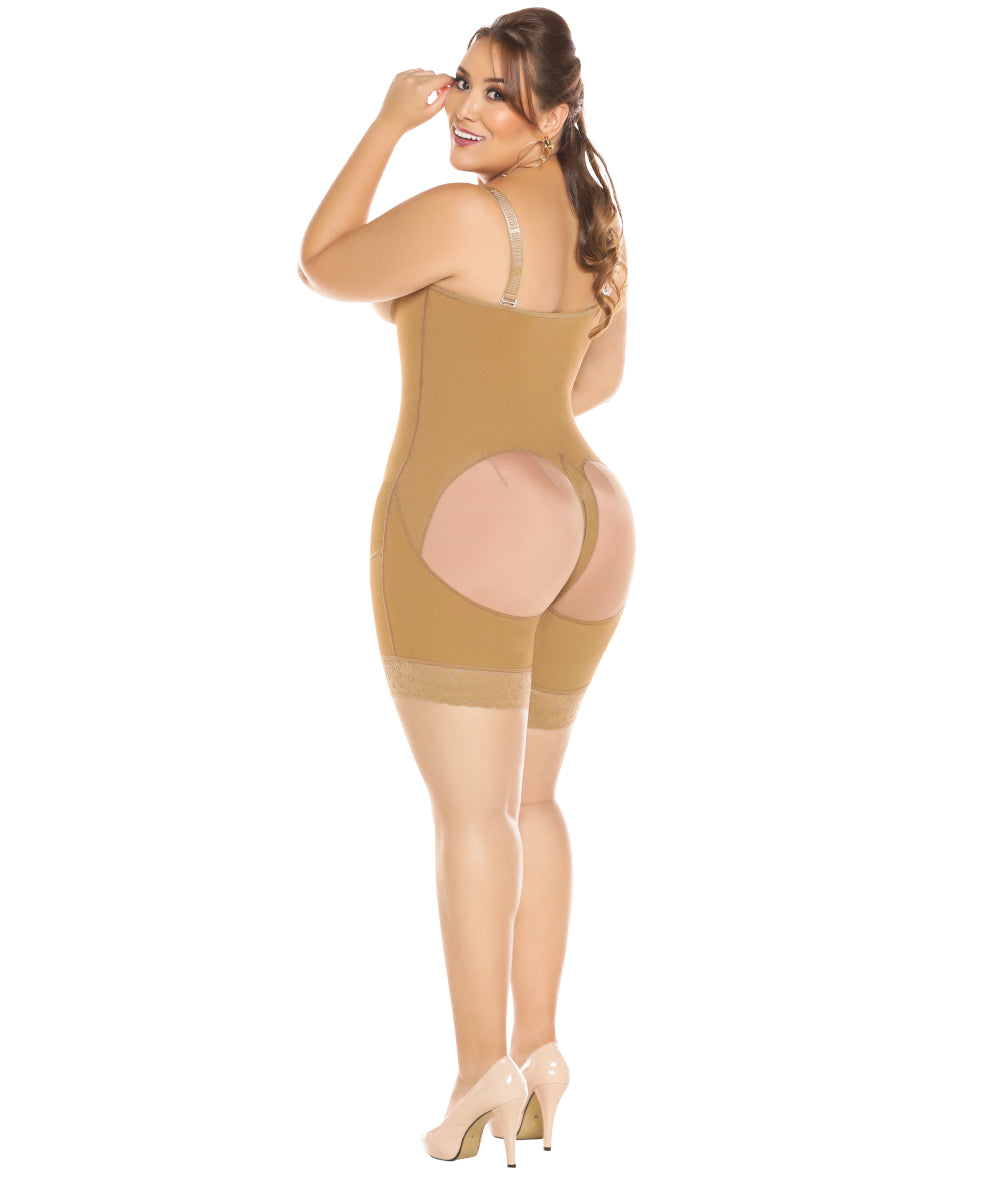 Post Surgery Body Shaper with Bust Half Thigh Leg Front Opening and Sleeves  – Silvia Eichler