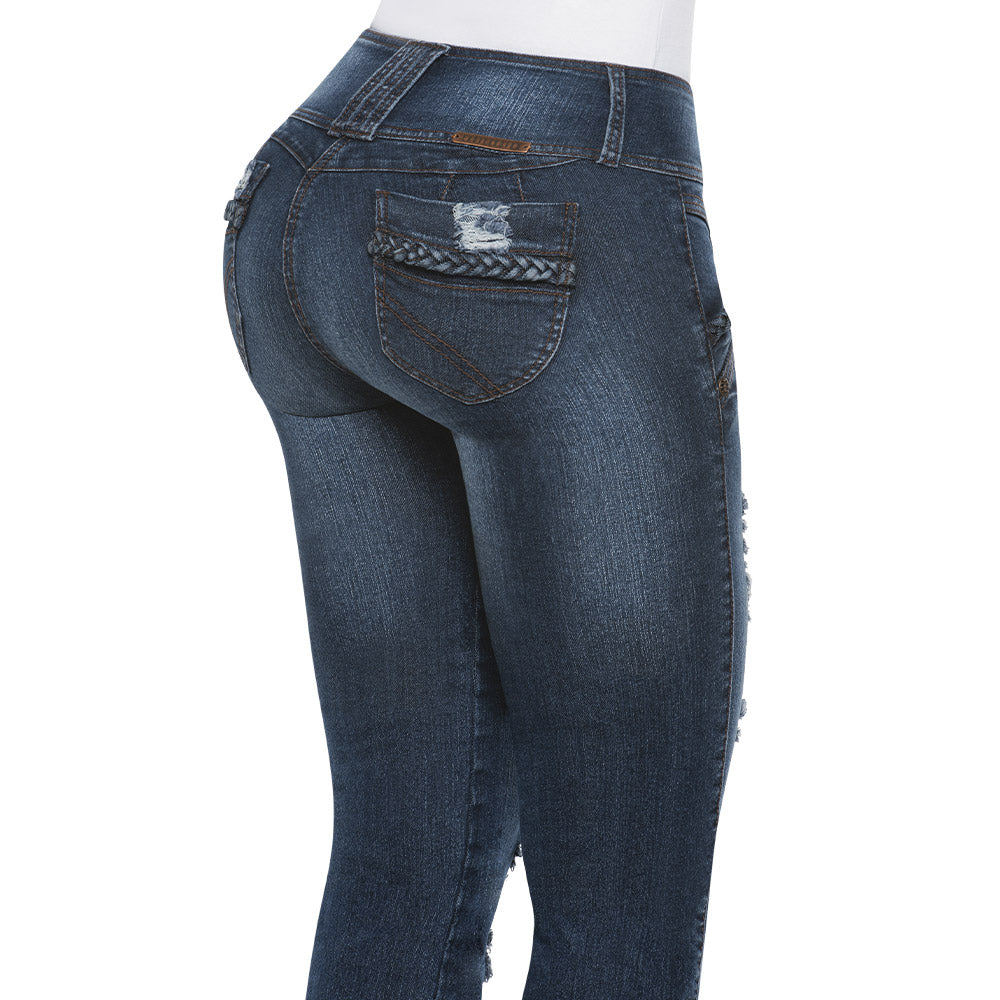 Equilibrium J8287 - Colombian Skinny Jeans Mid-Rise Stretch Curvy Jean -  Jean Colombiano Levanta Cola Black at  Women's Jeans store