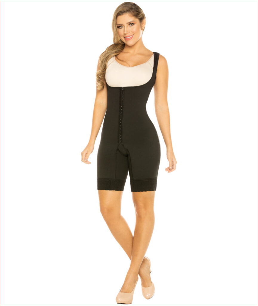 First Stage Post-Op Compression Garment Open Bust Mid Thigh bodysuit